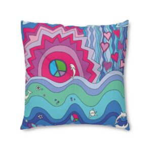 Jumping Dolphins Floor Pillow Square